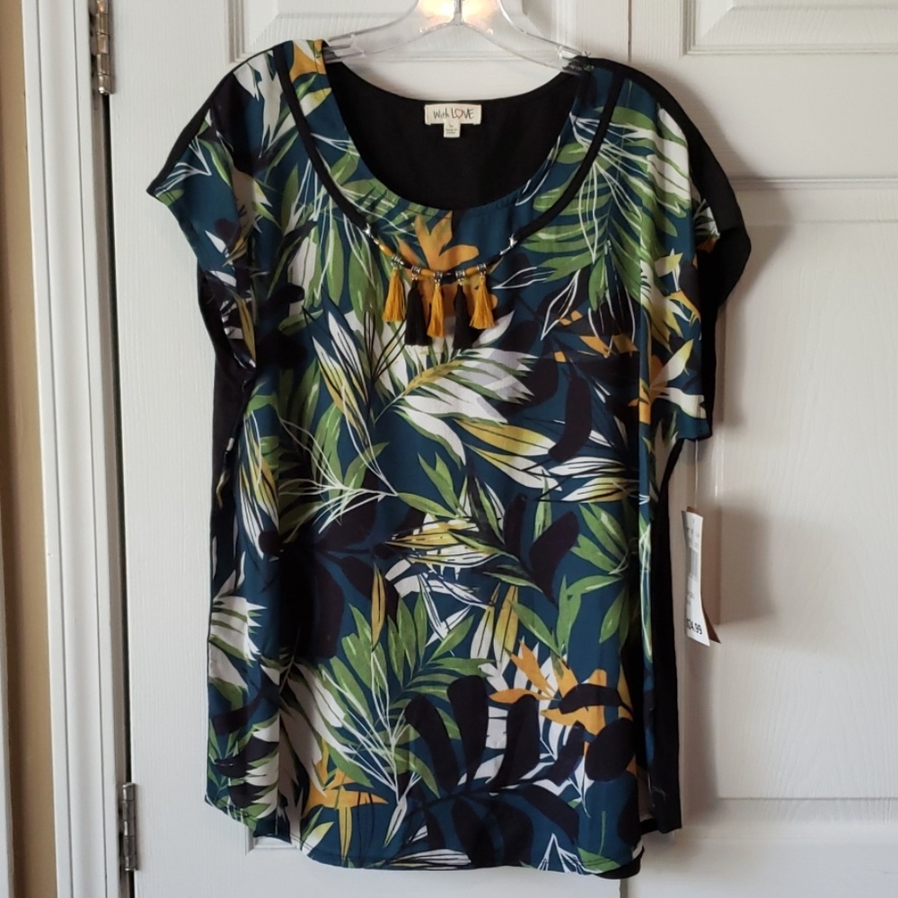 Tropical print top